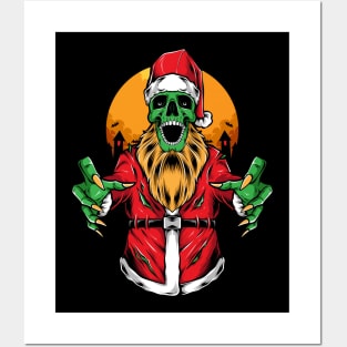 scary zombie santa Posters and Art